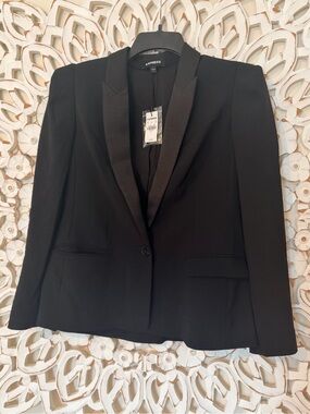 Express Womens Black Satin Lapel Blazer Size 8 - New
